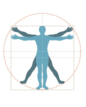 Two Human Form Figures Inside a Circle Representation